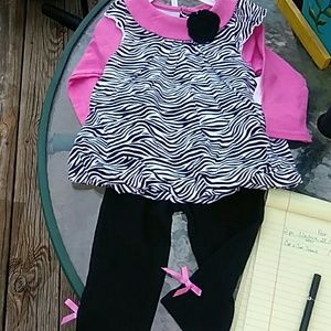 12 months baby girl zebra & pink set. NWT